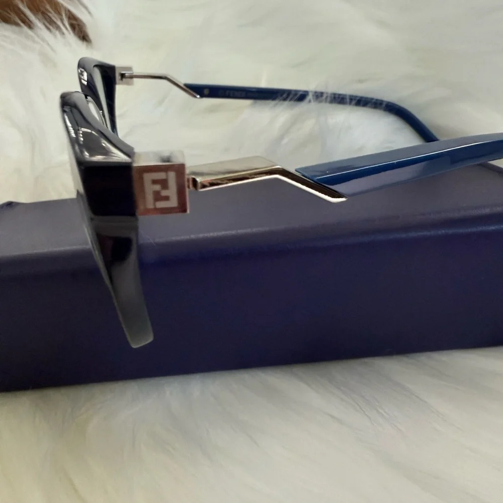 Fendi FF 0232 PJP Eyeglasses and Case | Blue Frame Made in Italy | Authenticated
